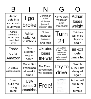 2026 Bingo Card
