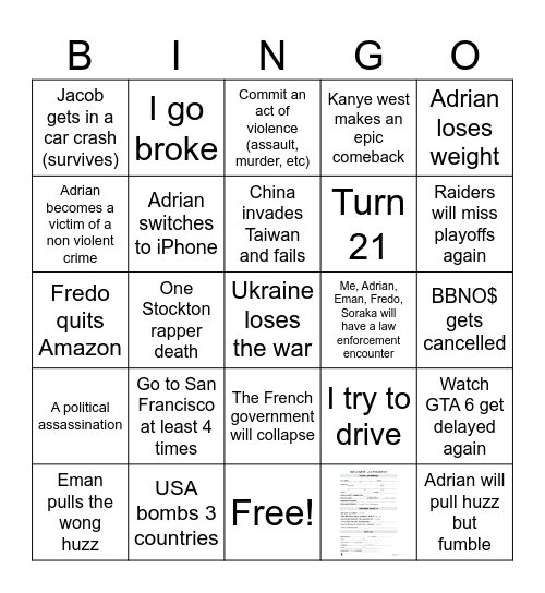 2026 Bingo Card