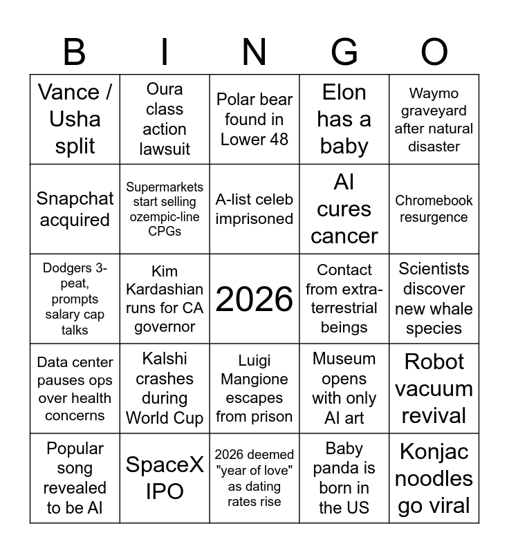 2026 Bingo Card