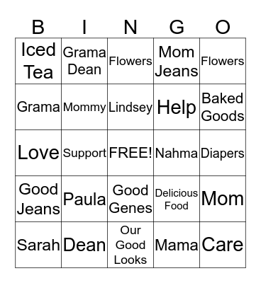 Mother's Day Bingo Card