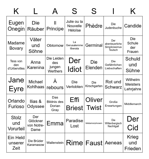 Klassiker 2026 Bingo Card