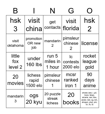 2026 bingo resolution Bingo Card