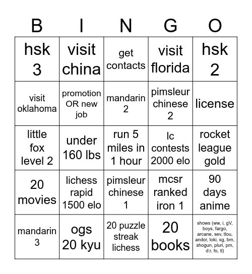 2026 bingo resolution Bingo Card