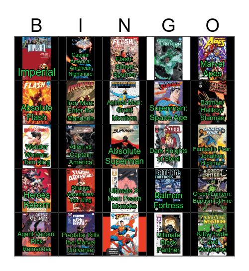 ComicPop 2026 Back Issues Bingo Card