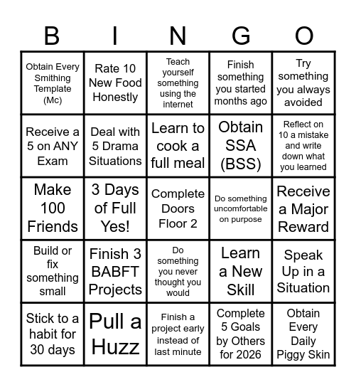 2026 Bingo Card! *(GSSGW) Bingo Card