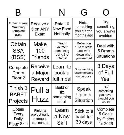 2026 Bingo Card! *(GSSGW) Bingo Card