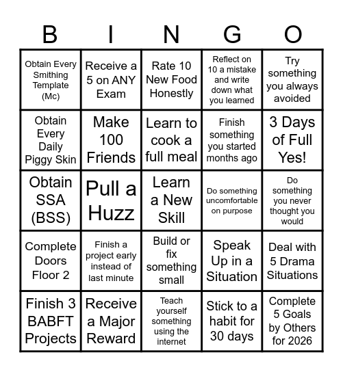 2026 Bingo Card! *(GSSGW) Bingo Card