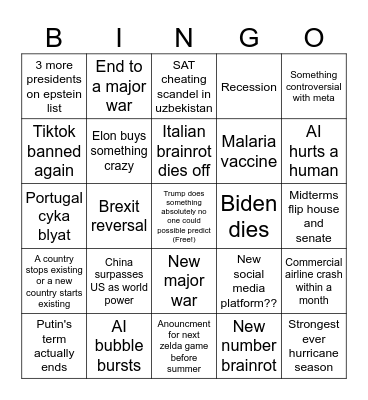 2026 Bingo Card