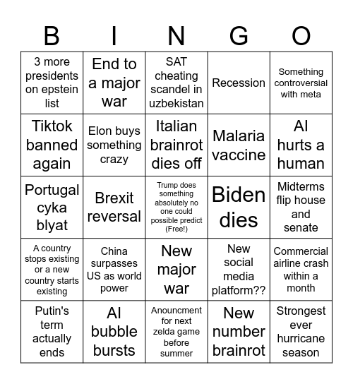 2026 Bingo Card