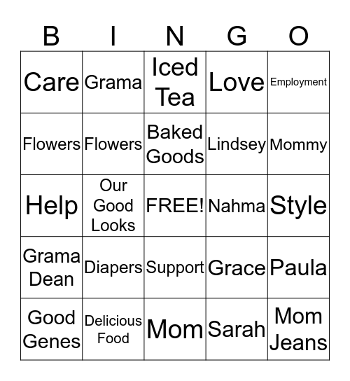 Mother's Day Bingo Card