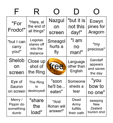 Return of the King Bingo Card