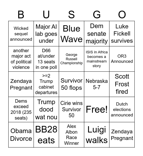 2026 Bingo Card