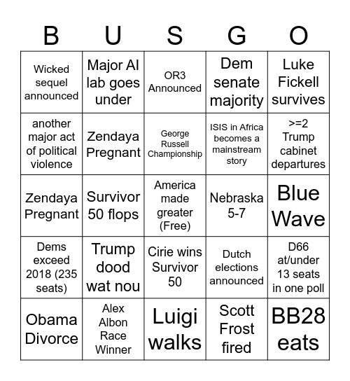 2026 Bingo Card