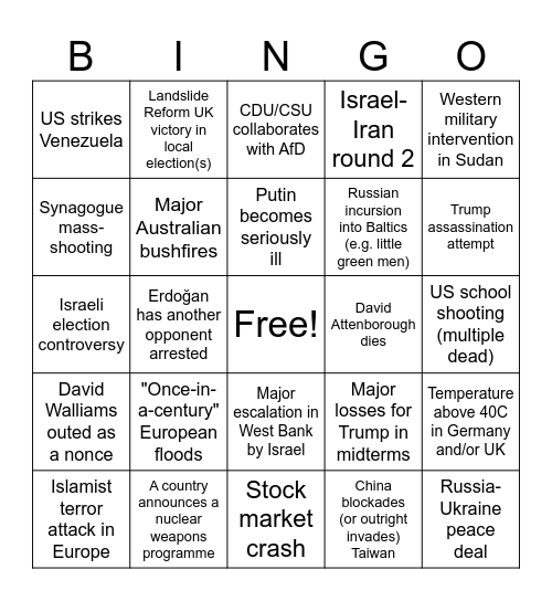 2026 Bingo Card