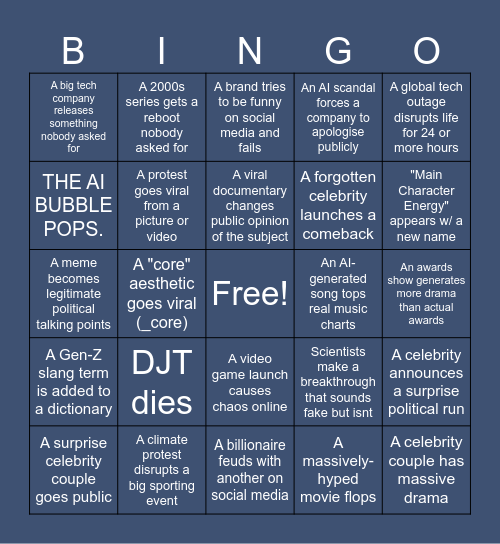 2026 bingo card Bingo Card
