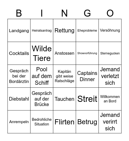 Traumschiff Bingo Card