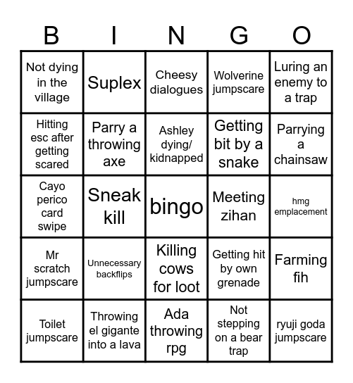 We have Leon at home Bingo Card