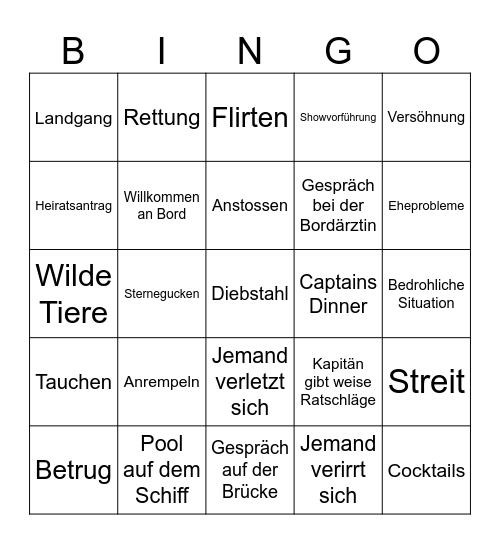 Traumschiff Bingo Card