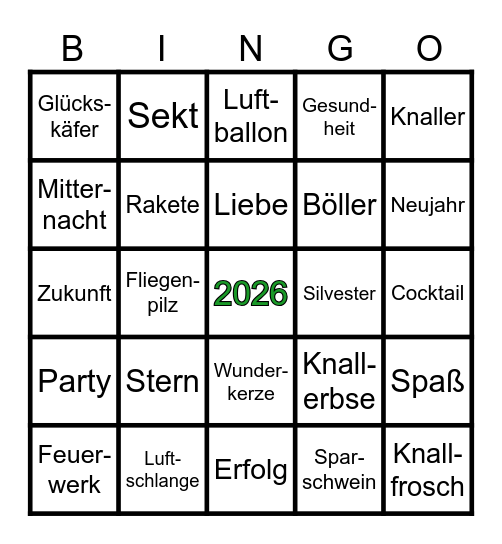 S I L V E S T E R Bingo Card