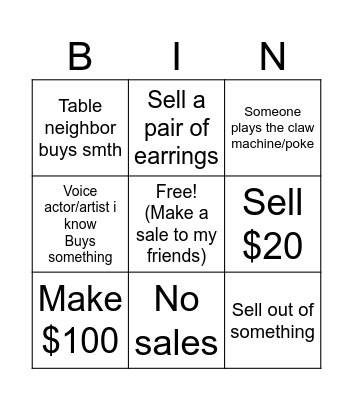 Sacanime sales bingo Card