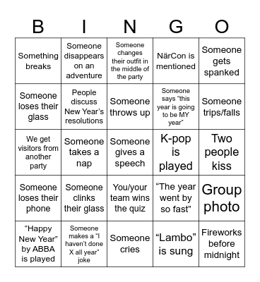 NEW YEARS' BINGO Card
