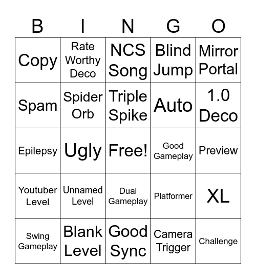 GD Recent Tab Bingo Card