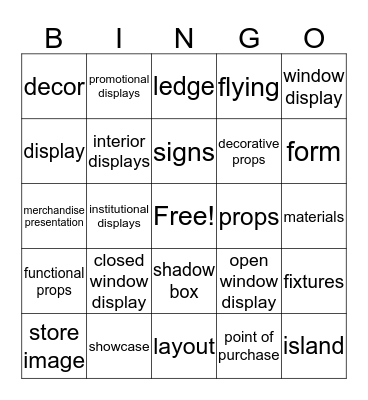 6.02 Visual Merchandising  Bingo Card