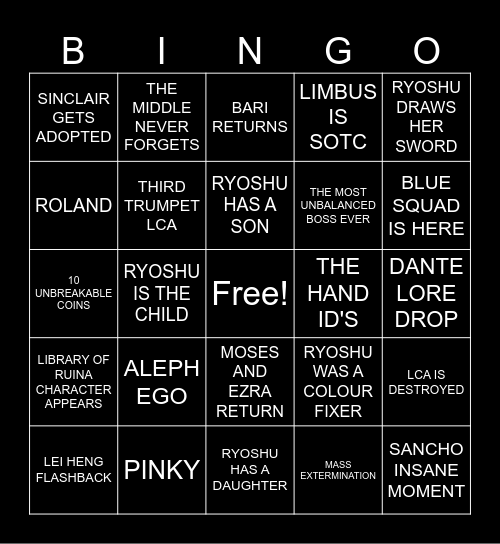CANTO 9: "THE UNSEVERING" Bingo Card
