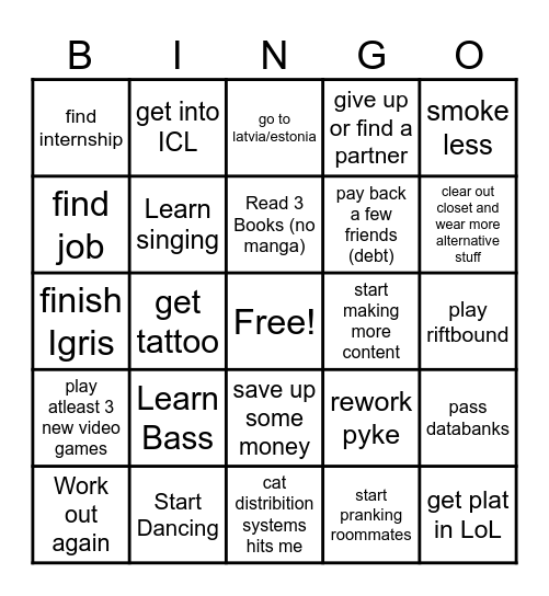 To do's 2026 Bingo Card