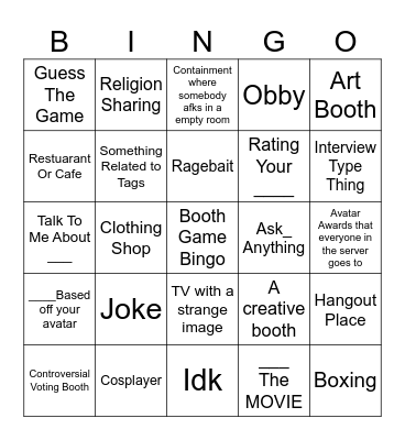 booth game Bingo Card