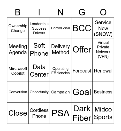 MIDCO Bingo Card