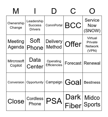 Business Sales Bingo Card