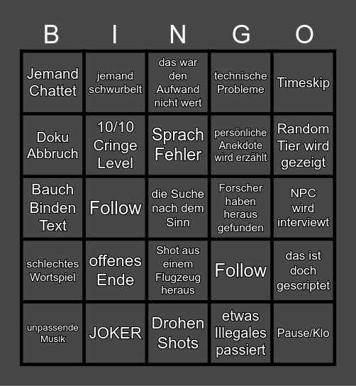 Doku Bingo Card