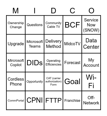 BUSINESS SALES Bingo Card