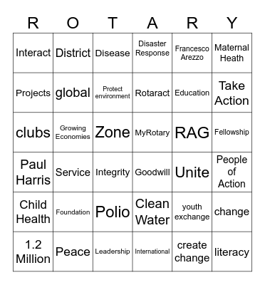 Rotary Lingo Bingo Card