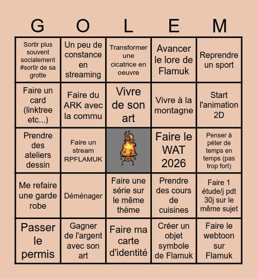 Bingolémique du cul Flam 2026 Bingo Card