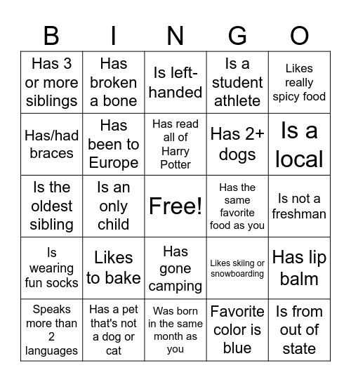 Icebreaker Bingo: Find Someone Who Bingo Card