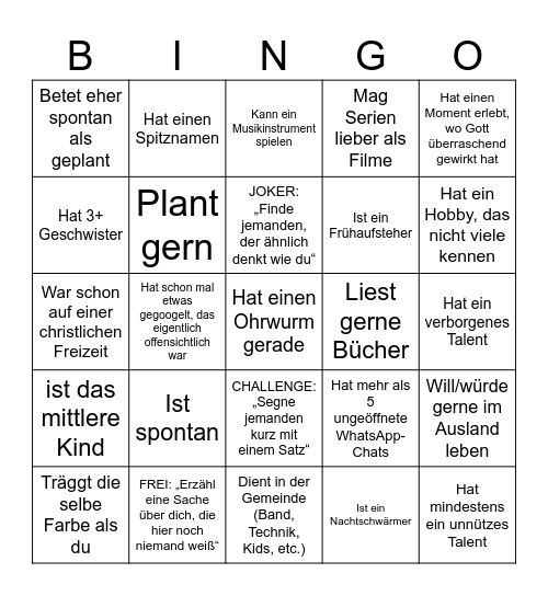 Silvester Freizeit Bingo Card