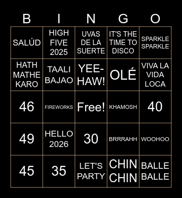 NEW YEAR ECHO BINGO Card