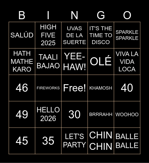 NEW YEAR ECHO BINGO Card