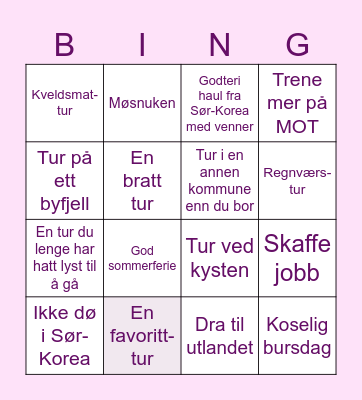 Fjellturbingo januar-juni 2026 Bingo Card