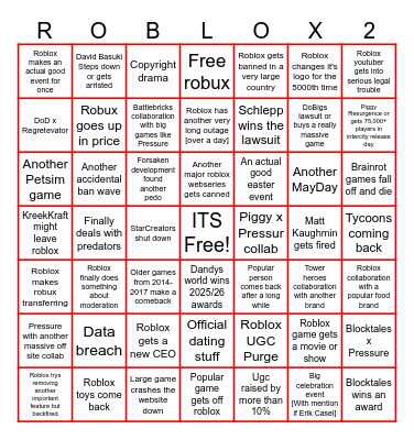 Roblox Bingo Card