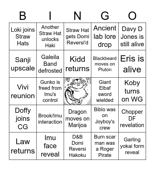 One Piece 2026 Bingo Card