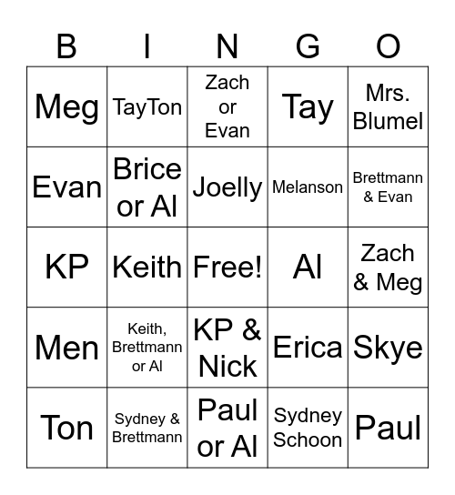 NYE BINGO Card