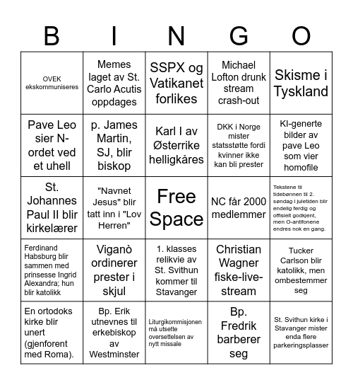 Katolsk 2026 Bingo Card