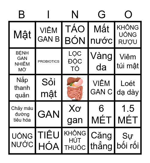 GAN VÀ TIÊU HÓA Bingo Card