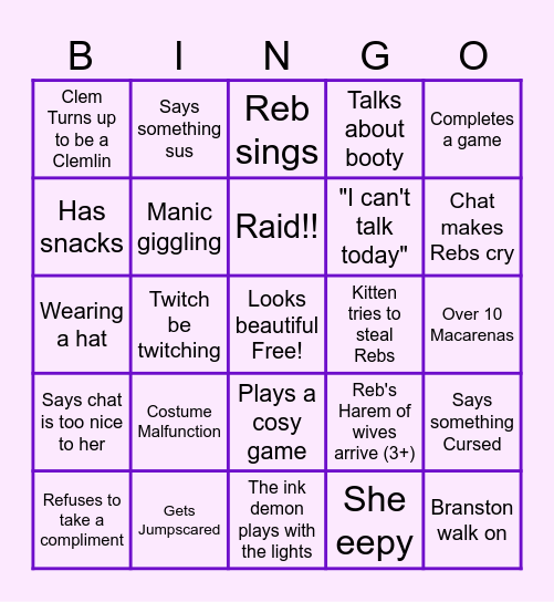 RandomRebs Bingo Card