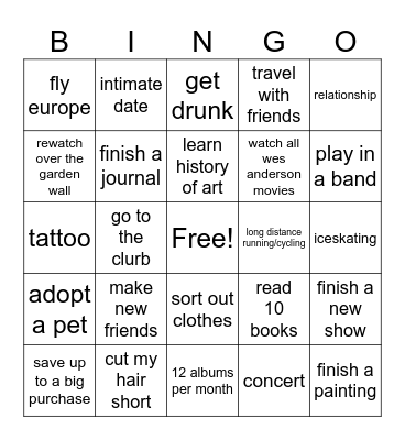 2026 Bingo Card