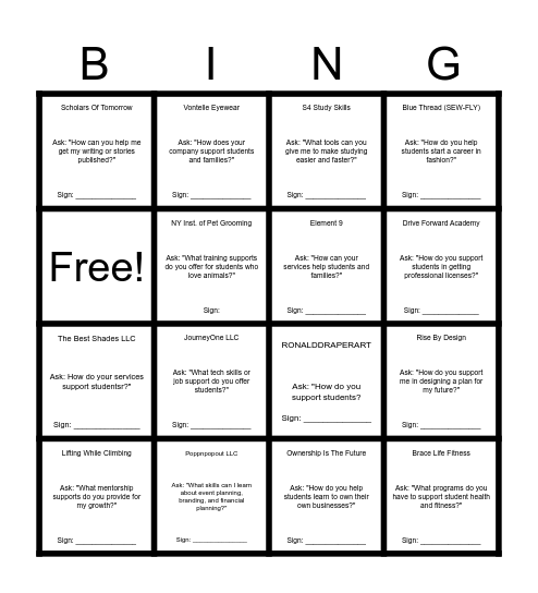 Brooklyn South’s Ecosystem of Promise Keepers Symposium Bingo Card