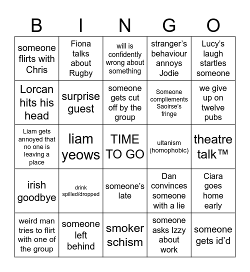 TWINGO Bingo Card